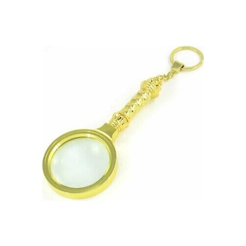 Gold Tone Metallic 50mm Diameter 3X Magnifying Glass Magnifier