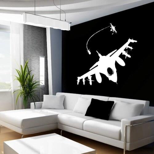 Fighter Jet Missile Art Wall Decal Bomber Dog Fight Air Combat Aircraft Childrens Bedroom Vinyl Wall Art Sticker DIY Wall LA971