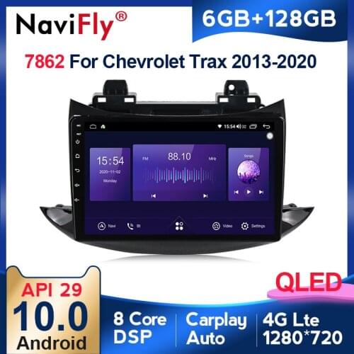 NaviFly 6GB+128GB 8 Core Carplay QLED 1280*720 Android 10.0 Radio GPS Car Muletimedia Player For Chevrolet Tracker 3 2013 - 2020