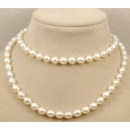 Genuine AA 8-9mm white black oval Natural Fresh water pearl akoya necklace Factory Wholesale price Women Gift word Jewelry