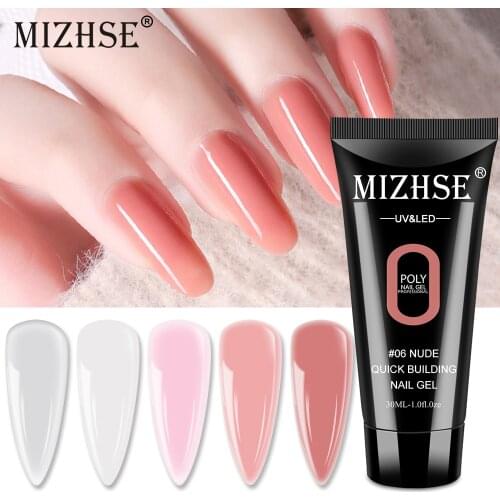 MIZHSE Poly Nail Gel Acrylic Gel Pink White Clear Crystal UV LED Quick Extension Gel Acrylic Builder Jelly UV Nail Extension Gel