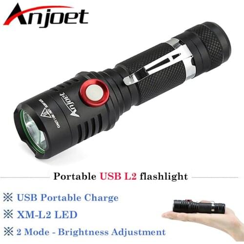Portable USB Rechargeable 3000LM xm-L2 led flashlight Lamp Torch Bike Lamp Bicycle Lantern Light Torches+18650 Battery+USB+Clip