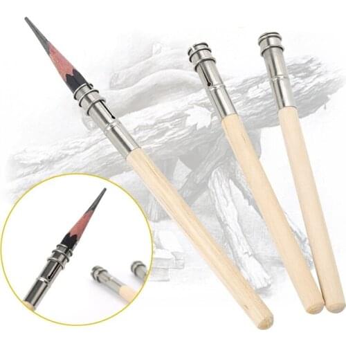 6Pcs/lot Adjustable Wood Pencil Holder Extender School Office Painting Tool Art Supplies Pencil Topper