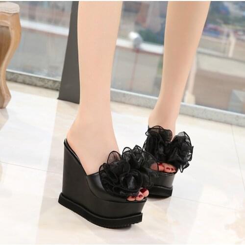 Women Sandals Wedges Body Increases 15Cm Slippers Summer High Geels Lady Casual Peep Toe Sandalias Holiday Beach Shoes