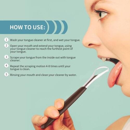 Tongue Cleaner Steel Set Tongue Scraper Tongue Breath Care Removal Brush Tool 1PC Oral Scraper Bad Adult Tongue C7S5