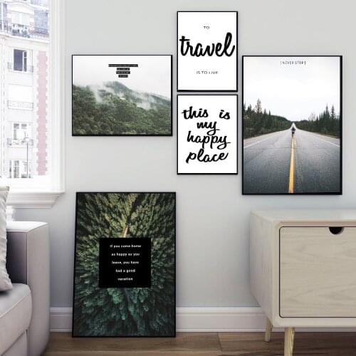 Modern Landscape Inspiring Travel Quote Nordic Canvas Paintings Posters Prints Wall Art Pictures Living Room Home Office Decor