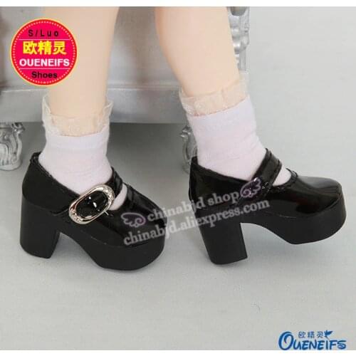 OUENEIFS bjd shoes 1/4 doll body Black high heeled shoes Mini toy bjd dolls shoes about 6.5cm