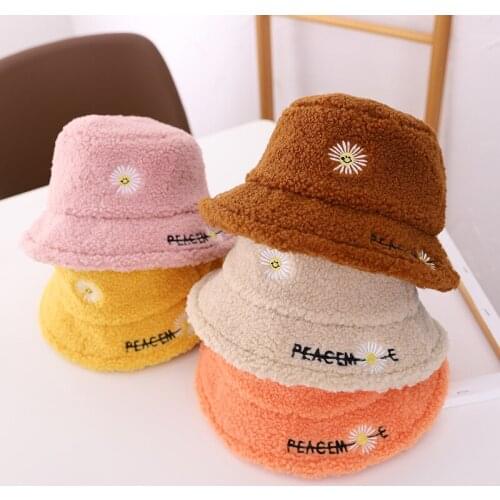 Doitbest 2 to 5 years old boy girl Bucket fishing Hats Velvet autumn winter Little daisy Spring kids children fisherman hat