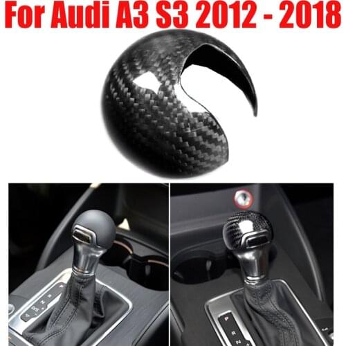Real Carbon Fiber Gear inner Shift Knob Head Cover Trim For AUDI A3 S3 2012-2018 Auto Car Interior Gear Shift
