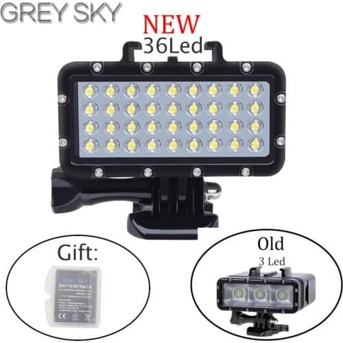 36 LED 45M Diving Lamp Waterproof Flash Light For GoPro Hero7 5 4 Hero3 Xiaomi Yi 4K+Lite mijia SJCAM SJ6 SJ7 Camera Accessories