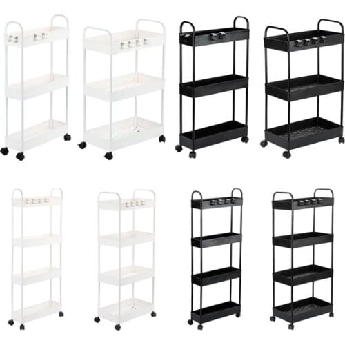 Rolling Storage Cart 3/4 Tier Mobile Shelving Unit Organizer Bathroom Carts with Handle for Kitchen Laundry Room