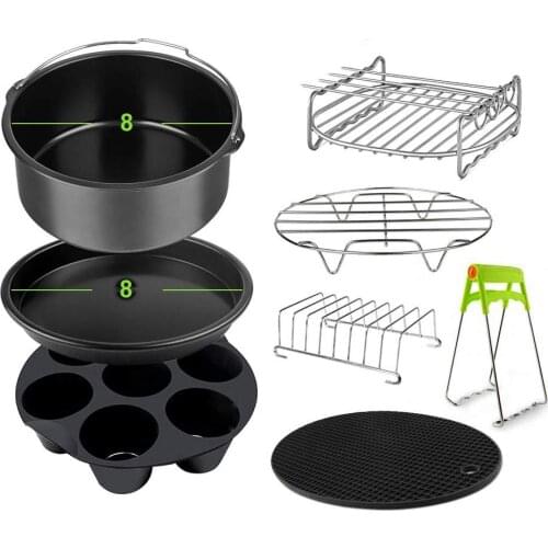 High Quality Air Fryer Accessories Set of 8 for Gowise Phillips and Cozyna Air Fryer Fit All 3.7, 5.3, 5.5, 5.8 QT