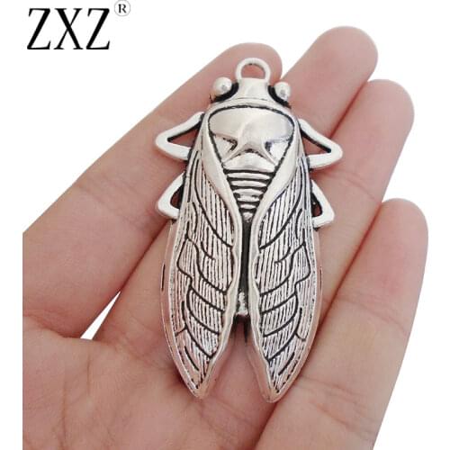 ZXZ 5pcs Large Insect Cicada Charms Pendants For Necklace Jewelry Making Findings 61x33mm