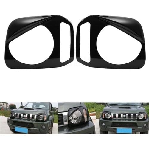 1 Pair ABS Gloss Black Car Headlight Cover Trim Frame Shell Car Light Accessories For Suzuki Jimny 2007-2017