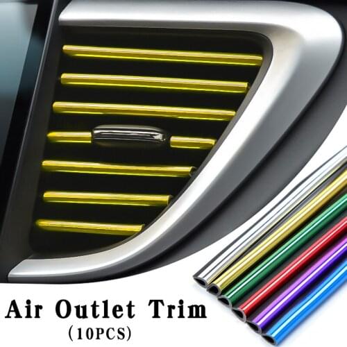 10Pcs 20cm Universal Car Air Conditioner Outlet Decorative U Shape Moulding Trim Strips Decor Car Styling Accessories