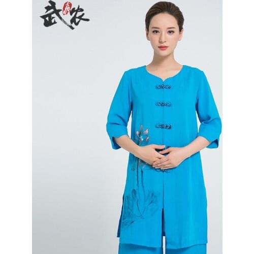2018 New Product Linen Hand Painted Tai Chi robe Women Chinese Martial Arts Uniform include jacet and pants