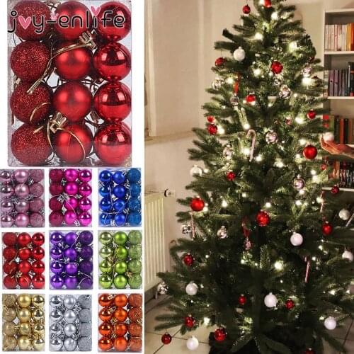 24pcs 30mm Christmas Tree Decor Ball Bauble Xmas Party Hanging Ball Ornament Decorations for Home Christmas Decorations Gift