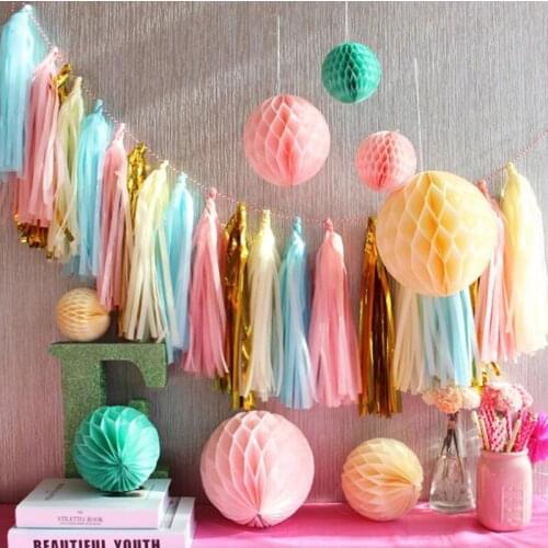 5pcs/set Birthday Banner Tassels Garland Paper Balloon Accessories Curtain Baby Shower Wedding Decor Bachelorette Party Supplies
