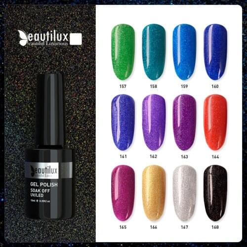 Beautilux Rainbow Nail Gel Polish Holographic Glitter UV LED Nails Art Design Gels Varnish Semi Permanent Nail Lacquer 10ml