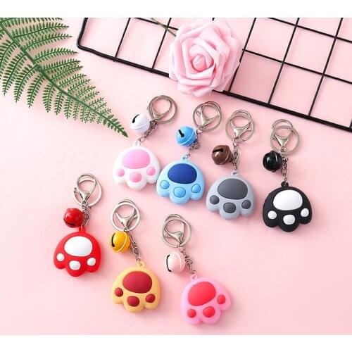 Cartoon Cute Cat Claw Keychain Korean Trending Creative Womens Bag Soft Rubber Car Pendant Key Ring Jewelry Accessories Gifts