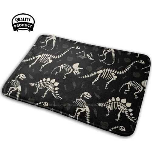 Dinosaur In Black Soft House Family Anti-Slip Mat Rug Carpet Dinosaur Dino Halloween Dia De Los Muertos Day Of The Dead Black