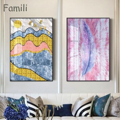 Nordic Art Geometric Poster Abstract Feather Posters And Prints Wall Art Canvas Painting Wall Pictures For Living Room Unframed