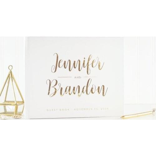Customize foil gold horizontal landscape wedding guestbook sign in book modern guest book wedding album instant photo book