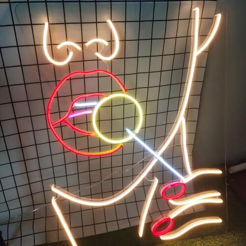 Custom Waterproof Flex Neon Sign Women Face Visual Art Acrylic Wall Hanging Flexible Sign Room Wall Decoration For Girls Gift