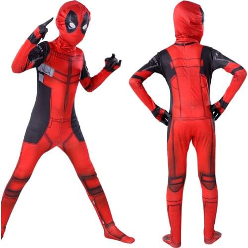 Halloween Children Adult Cosplay Superboy Deadpool Costumes Kids Mask Suits Jumpsuit Bodysuit Party Costume For Boy Girls