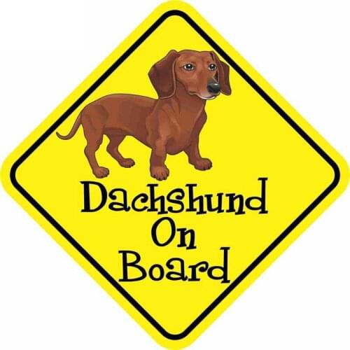 Hot Sell Personality DACHSHUND ON BOARD Dog Car Stickers Accessories Motorcycle Sunscreen Waterproof PVC 12cm *12cm