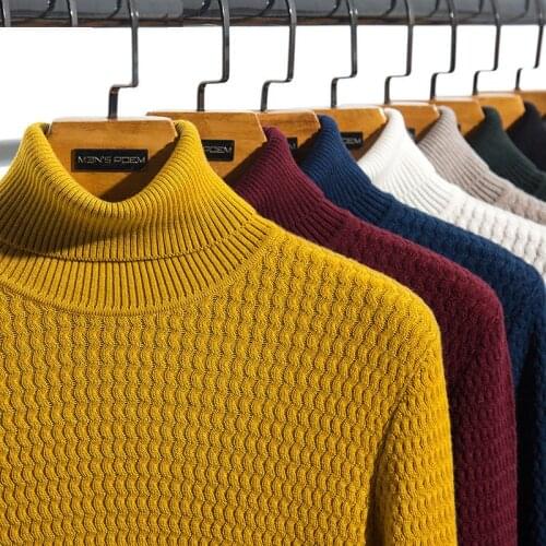 2020 Autumn Winter Mens Turtleneck Sweater Fashion Casual Slim Pullovers Sweaters Male Brand Clothes 8 Colors