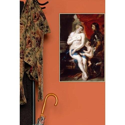 Peter Paul Rubens《Venus, Mars and Cupid》Canvas Oil Painting Artwork Poster Picture Backdrop Wall Hanging Decor Home Decoration