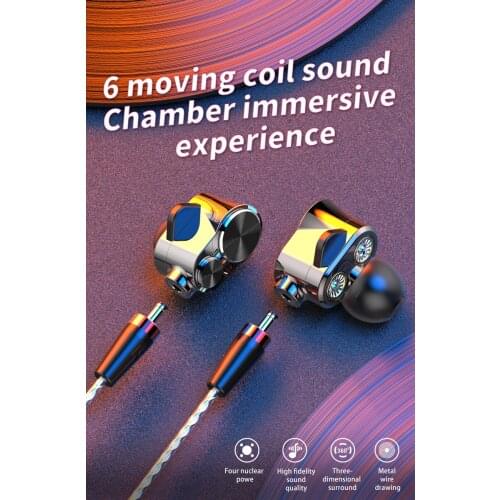 Wired Earphone With Wheat Quad-Core Dual-Motion Coil General-Purpose Subwoofer Soundproof Earbud Earphones ADT Z6