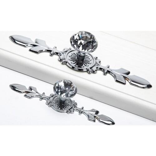 1PCS European Zinc Alloy Crystal Cabinet Handles and Knobs Modern Simple Wardrobe Drawer Door Pulls Furniture Hardware