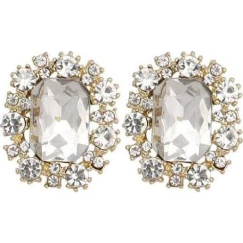 S925 Needle Gold Womens Earrings Luxurious Charming Natural Crystal Stud Earrings Party Fashion Jewelry Accessories