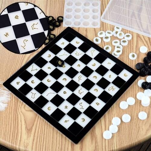 Chess Draughts Plate Silicone Mold Handmade Creative Entertainment Board Materials DIY Three-Dimensional Chess Mold Handmade Art