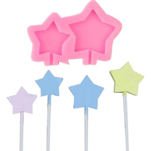 Cartoon Smile Star Chocolate Lollipop Mold Turn Sugar Cake Decorative Silicone Mold DIY Hand Drop Glue Tool