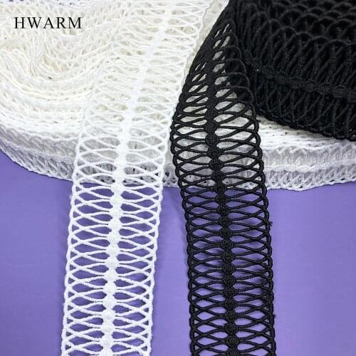 Spiral Milk Silk White Black Embroidery Lace Scraft Sewing Trim Dress Accessories Diy 15yard 4cm Bar Code Hollow Garment Skirt