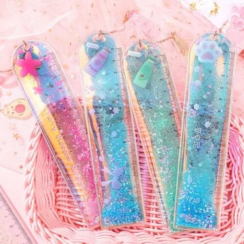 Stylish Cartoon Ruler Quicksand Deisgn Straight Ruler Unique Exquisite Bookmark for artists Designers Students