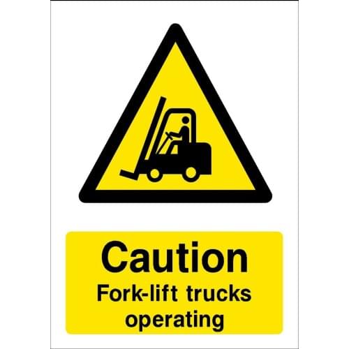 Caution Forklift Trucks Operating - Plastic Sign - 150x210mm (A5) (WG54) Waterproof Vinyl stickers for car Motos
