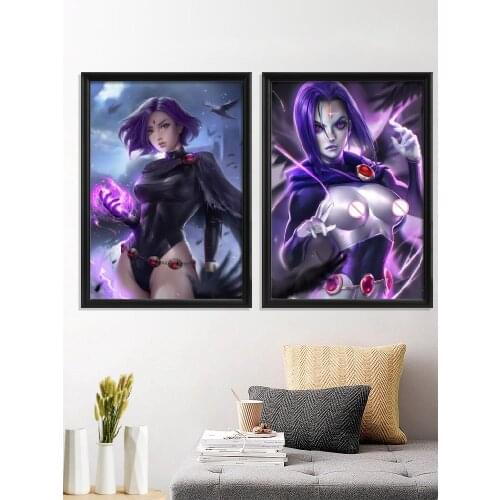 Raven Anime ArtWork Cartoon Illustrations Sexy Nude Girl Poster Room Art Silk Canvas Decor Wall Home Prints Decoration