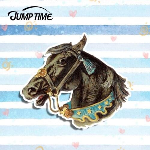Jump Time 13cm x 11.2cm Pretty Art Horse Head Car Stickers Funny Vinyl Decal Laptop Luggage Windows Waterproof Car Accessories