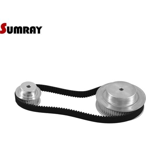 SUMRAY HTD3M Timing Pulley Belt Kit Reduction 1:2 3M 30T 60T Pulley Wheel 11mm Belt Width HTD3M-336 Rubber CNC Belts Engraving