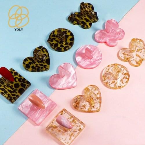 1PC Butterfly Heart Shaped Gold Foil Nail Art Practice Base Fake Nail Display Stand Nail Tool nail kit gel polish set supplies