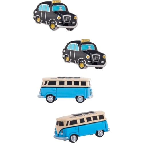 10pairs/lot Cartoon Black Enamel Taxi Cufflinks Vintage Big Blue London Bus Cuff Link Mens Jewelry Accessory Wholesale