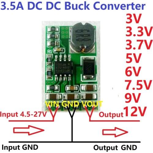 10 PCS 3.5A DC-DC Converter Module Buck Step-Down Voltage Regulator Board 4.5V-27V to 3V 3.3V 3.7V 5V 6V 7.5 9V 12V