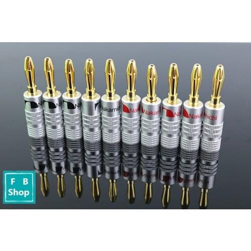 10pcs BANANA PLUGS 24K Gold-plated 4MM Banana Connector with Screw Locks For Audio Jack Speaker Plugs Black and Red