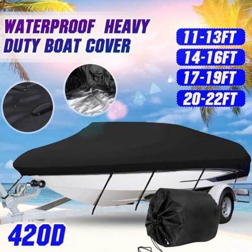 11-22Ft Heavy Duty barco Boat Cover 210D 420D Waterproof Anti UV Fishing Ski Bass V-Hull Runabouts Trailer Marine Accessories