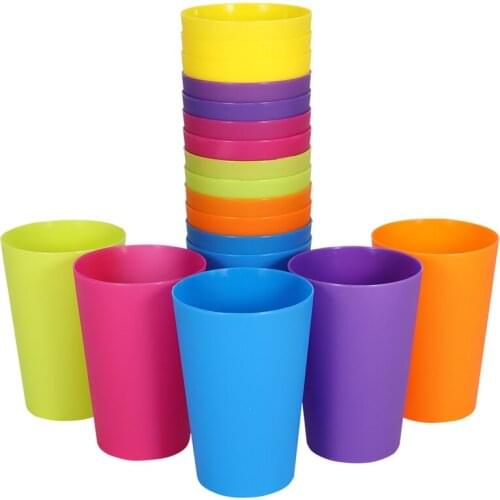 18pcs/set Plastic Rainbow Cups Mugs 6 Colors Portable Reusable Picnic Travel Drinking Cup Mug Home Party Kids Drinking Water Cup