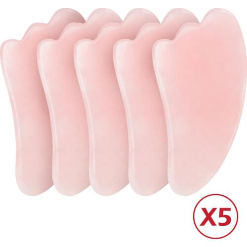 3/5pcs Rose Quartz Jade Stone Heart-shaped Gua Sha Scraper Massage Anti Wrinkle Skin Care Gouache Scraper Handmade Guasha Board